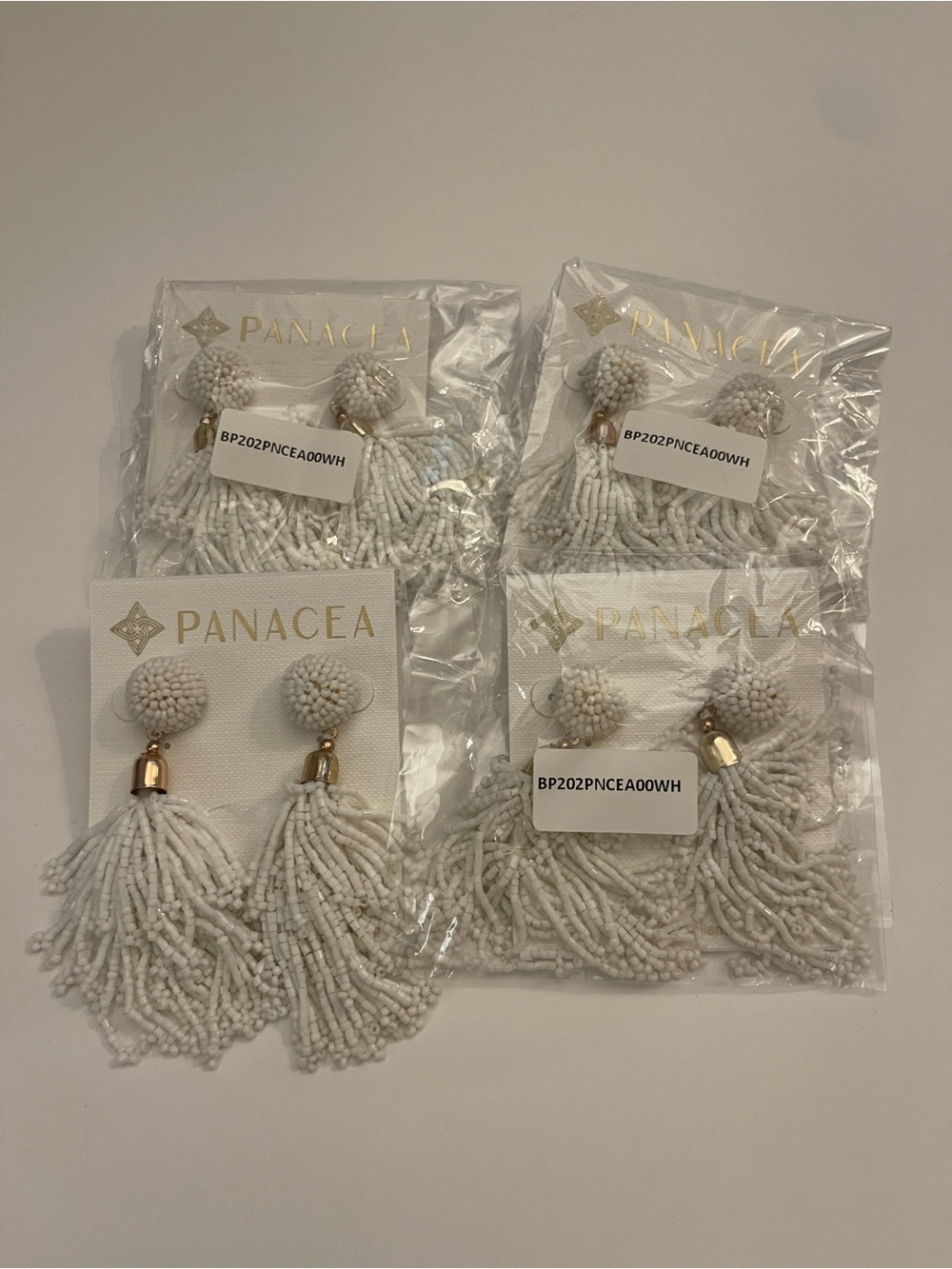 Panacea White Beaded Earrings - 4 pairs